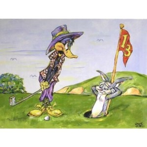 CHUCK JONES Golf Hare Hazard Bugs Bunny Warners Canvas Giclee Ltd Ed 400 X-LRG