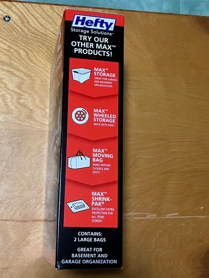 NEW Hefty Max Shrink-Pak Portable Closet & Garage Organizer Bags-Set of 2 Large - Image 4 of 4