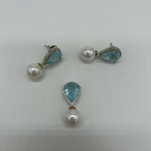 Juego Pendientes y Colgantes Perla Azul - Imagen 5 de 5