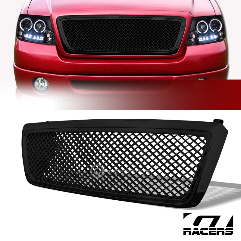 For 2004-2008 Ford F150 Black Luxury Mesh Front Hood Bumper Grille Guard ABS