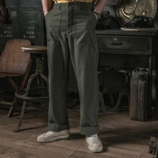 NON STOCK OG-107 Army Green loose Straight Pants Fatigue Baker Trousers Sateen