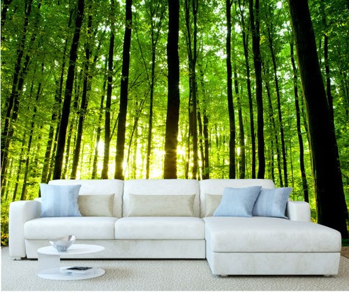 Mural de pared Bosque árboles foto papel tapiz imagen autoadhesivo sala de estar cama - Imagen 2 de 19