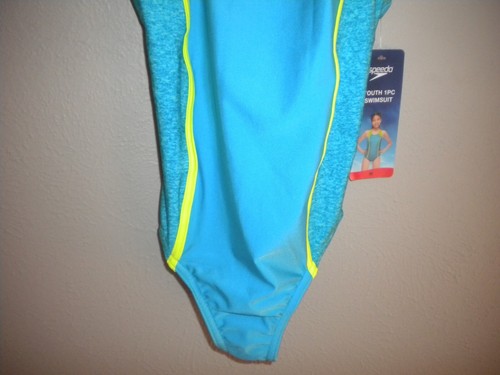 Speedo Girls Size Medium Blue Green Pilling Resistant One Piece Swimsuit NWT - Picture 4 of 5