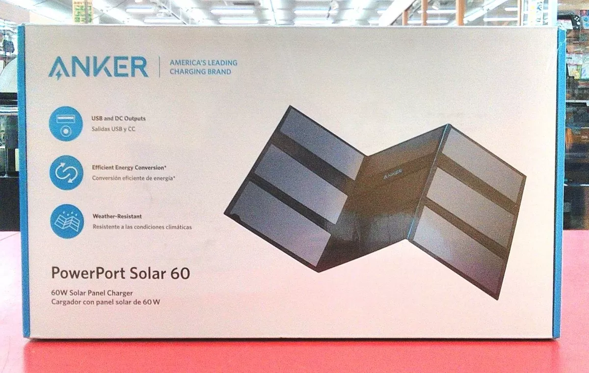 Anker Power Port Solar 60 Black Solar Charger High-Powered Foldable USB  A1601011