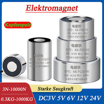 Elektromagnet DC 3V 5V 6V 12V 24V Zugmagnet Magnet Hubmagnet Relais 0,3KG-1000KG