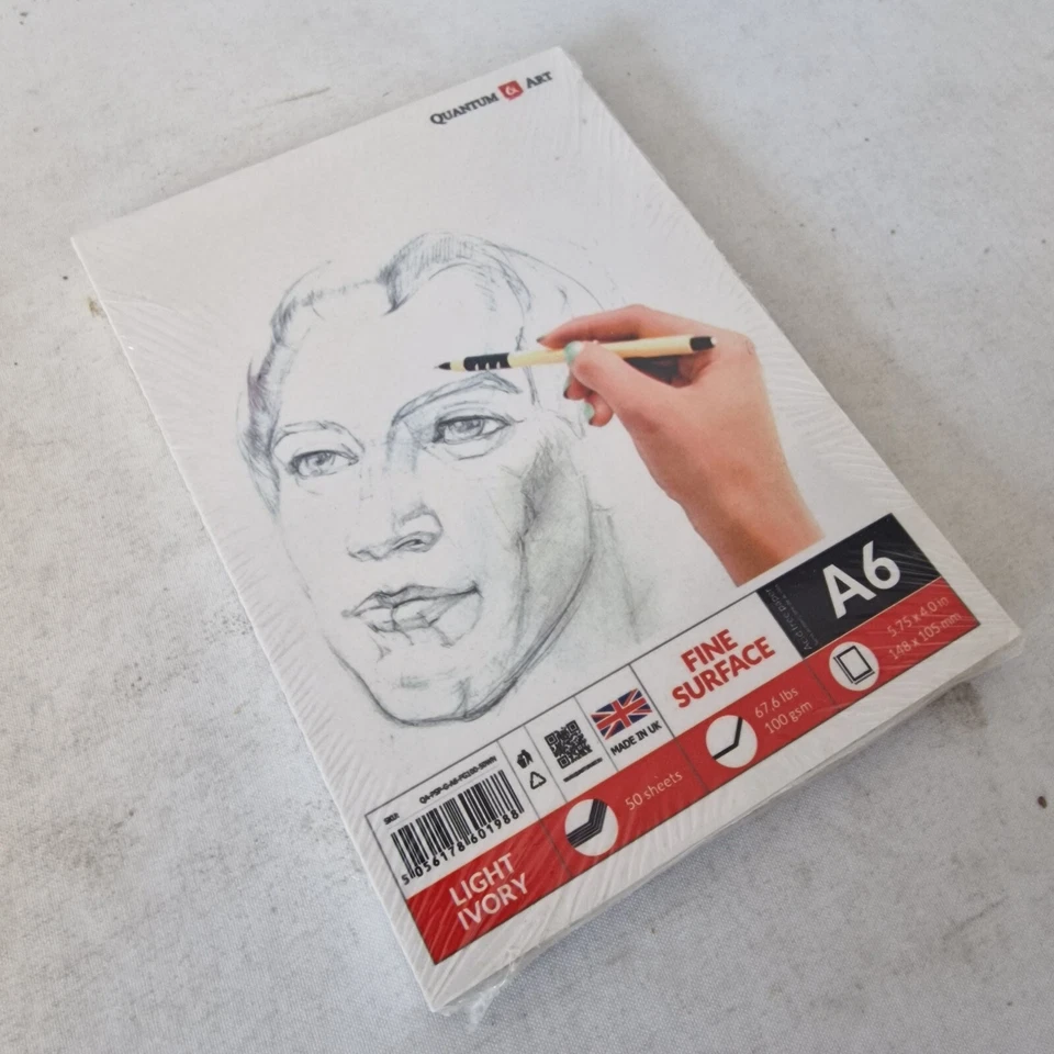 Quantum Art - Superficie fina marfil claro A6 - Almohadilla para bocetos 100 gsm - 50 hojas - Nueva Foto 3 de 4