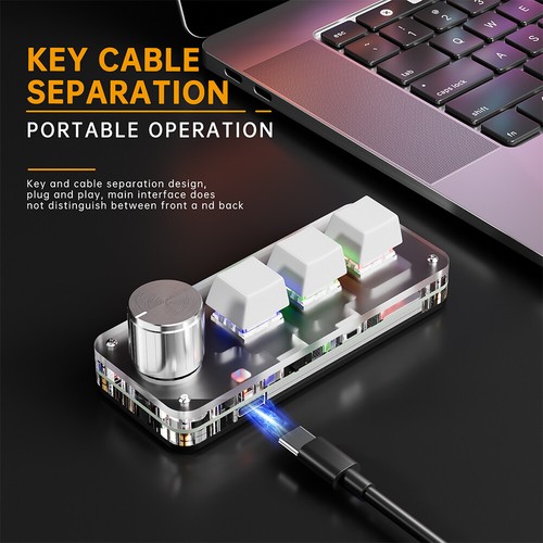 Mini mechanische Tastatur BT Shortcut Makro programmierbare Tastatur (weiß 3 Mod - Afbeelding 10 van 12