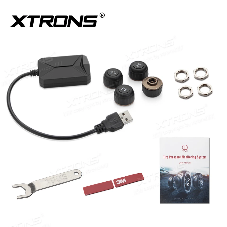 Sistema de monitoreo de presión de neumáticos TPMS para automóvil + 4 sensores externos para unidad Android Foto 4 de 4