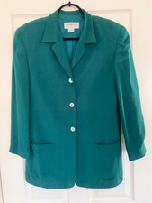 Liz Claiborne Silk Blazer, Green Fully Lined, Size 8/10 Used