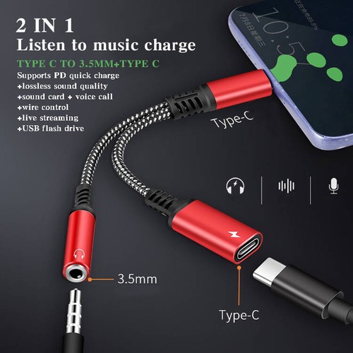 USB C auf 3,5mm Kopfhöreranschluss Adapter AUX Audio, Ladegerät Kompatibel, Goog - Bild 7 von 17