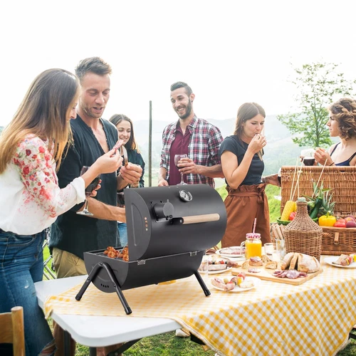 Portable Charcoal Grill with Lid Tabletop Barbecue BBQ Smoker Outdoor Camping - Picture 11 of 14
