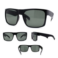 Mens Tempered Glass Lens Flat Top Rectangle Gangster Shade Sunglasses
