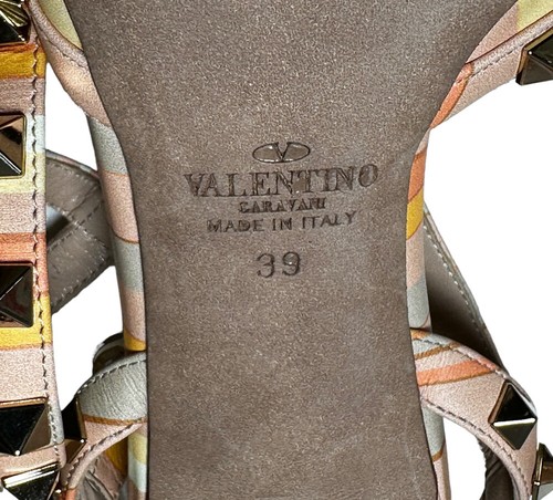 Valentino Garavani NIB Rockstud Native Stripe Ankle Strap Kitten Heels Pumps 39 - Picture 6 of 7