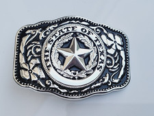 The Great State Of Texas Seal Belt Buckle Silver Finish Texas 3.5" Buckle