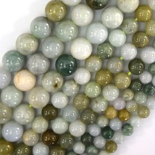Natural Genuine Burma Jadeite Jade Round Beads 15.5" Strand 6mm 8mm 10mm S4