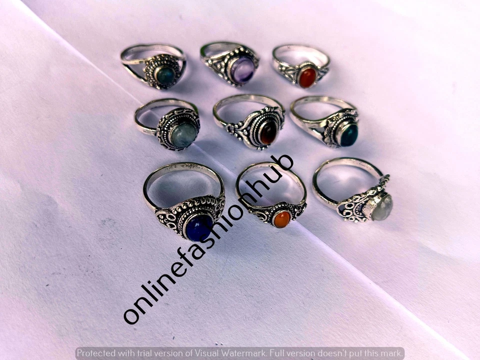 Lote de anillos de amatista y mezcla enchapados en plata de ley 925 piedras preciosas joyería al por mayor Foto 3 de 3
