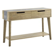 Calgary Natural Finish with Gray Stone Sofa Table