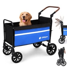 All-Terrain Dog Wagon for Large Dogs, 2-in-1 Push/Pull Stroller with Anti-Sli...
