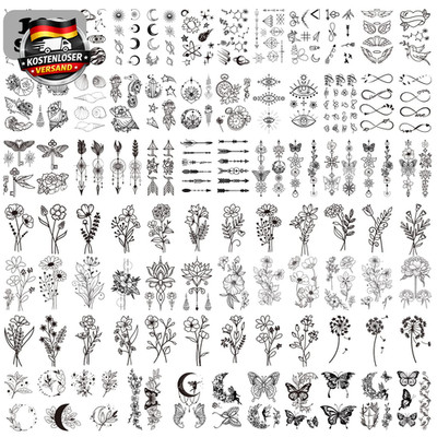 Temporäre Tattoos 3D wasserdicht für Erwachsene und Mädchen großpack, vielseitig