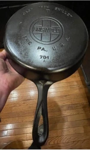 Super Smooth No. 7 GRISWOLD Skillet Large Logo ERIE PA  701 A Restored Vintage