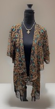LuLaRoe Shirley Kimono Small Paisley Fringe Sheer Boho Duster Cover Up