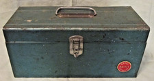 Vintage 1940s Wards Master Teal Steel Small Toolboxtacklebox