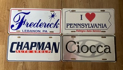 Lot 4 Vintage Dealer Booster License Plate Frederick Palmyra Ciocca Chapman PA