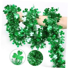 50FT St Patricks Day Garland Green Shamrock Tinsel Garland, Shiny 50FT Shamrock