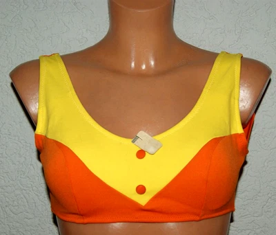VINTAGE bikini - haut soutien gorge buste préformé orange jaune PIECE DE COLLECTION neuf 42 - Photo 1/4