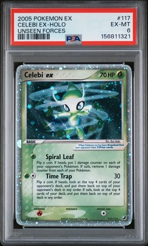 2005 POKEMON EX UNSEEN FORCES #117 CELEBI EX-HOLO PSA 6