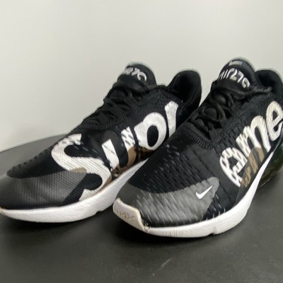 Nike Air Max 270 Supreme Logo Men s Low Top Lace Up Sneakers Black/White