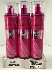 Bath And Body Works PERFECT IN PINK 8oz Fine Fragrance Body Spray 3 PACK NEW