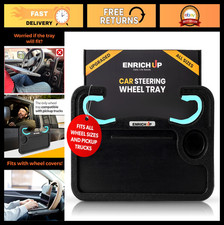 2-in-1 Car Steering Wheel Tray Table  Desk - Laptop Work, Meals, Cup Holder, Tr