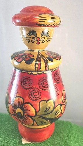 Russian Wooden Doll 6.5 Hand Painted 1990 Made During Soviet Transitional Period