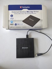 Verbatim External Slimline Blu-ray 3.2 Gen 1 Writer Multiformat Drive Plus Cable