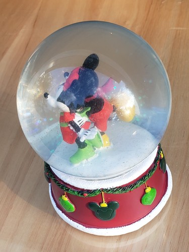 Disney Ice Skating Mickey & Minnie Mouse Musical Snow Globe Plays “Jingle Bells” - Picture 9 of 16
