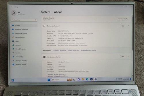 Dell Inspiron 7400 14.5" Laptop Core i7-1165G7 16GB DDR4 MX350 512GB NVMe SSD - Afbeelding 8 van 11