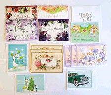 Lot 15 New Small Cards, Note, Thank You, Christmas, Floral with Envelopes