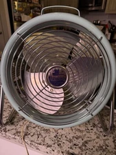 Windsor Mid Century Metal Air Circulating Fan K-10/ Pale Turquoise 1960s Vintage