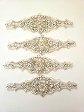 4 DIY APPLIQUE PARTS Silver Clear Rhinestone Pearl DIY TRIM
