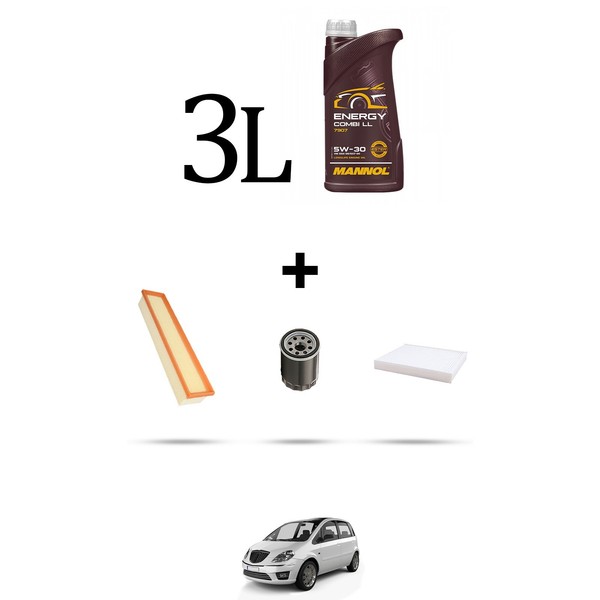 Hoffcar Servicekit 3 Filter Und 3L ÖL FüR Lancia Musa 1.4 LPG 57Kw Ab 2010-image