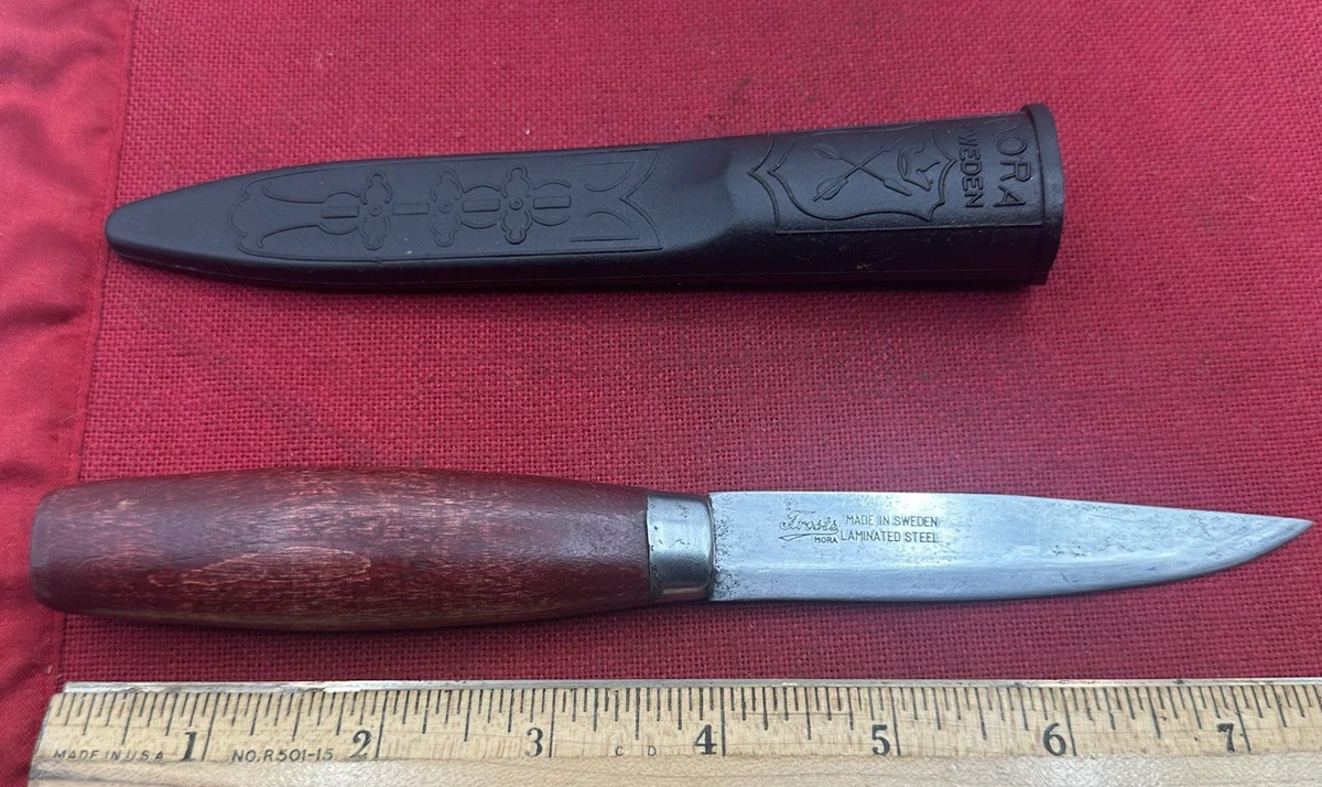 Vintage Erik Frost Mora Knife Made in Sweden Wood Handle Laminated