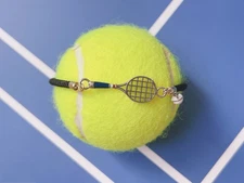 Tennis Racket & Ball Bracelet | Tennis Charm Jewelry Gift for Players & Fans
