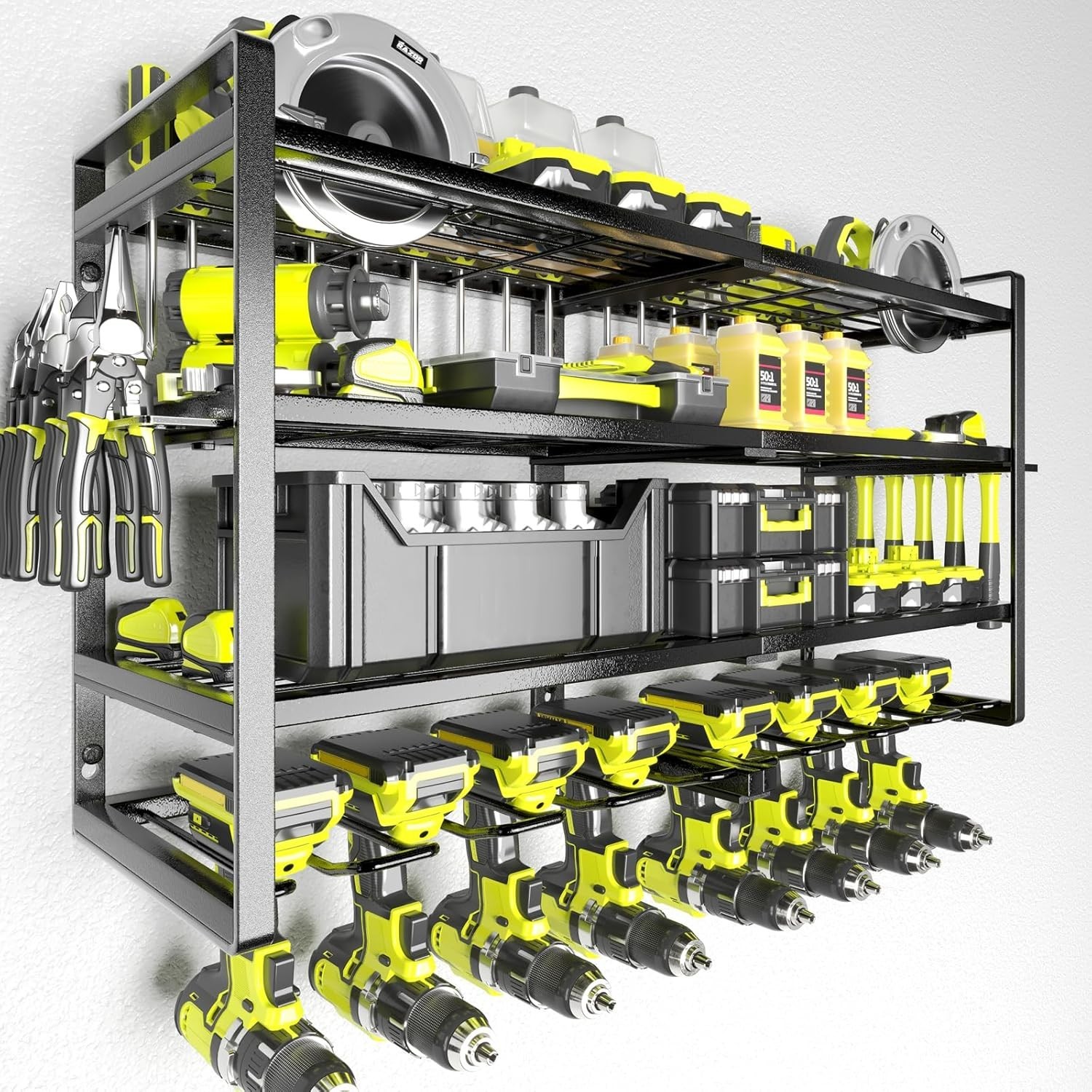 Heavy Duty 8-Drill Wall Mount Organizer with 4 Metal Layers