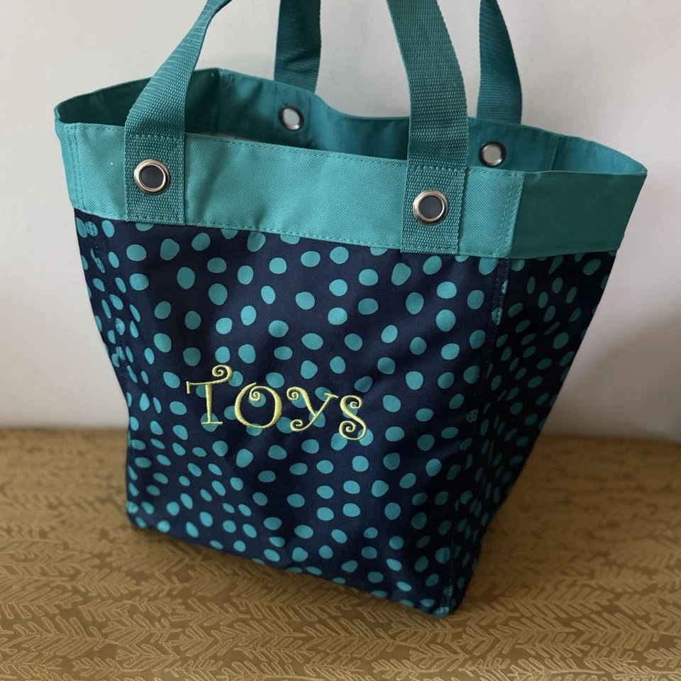 Bolso de Mano Treinta y Uno Azul Marino con Lunares Turquesa - JUGUETES Bordados Foto 2 de 4