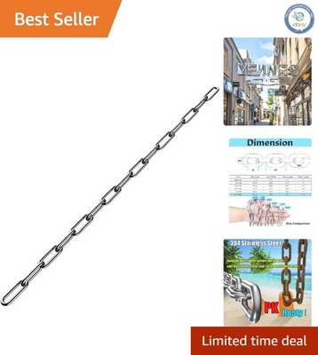Heavy Duty 6.5ft Stainless Steel Utility Chain - Ideal for Camping and Home Use