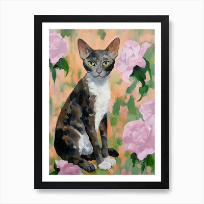 A Cornish Rex Cat Gemälde, Impress gerahmtes Wandbild Poster Leinwanddruck Bild