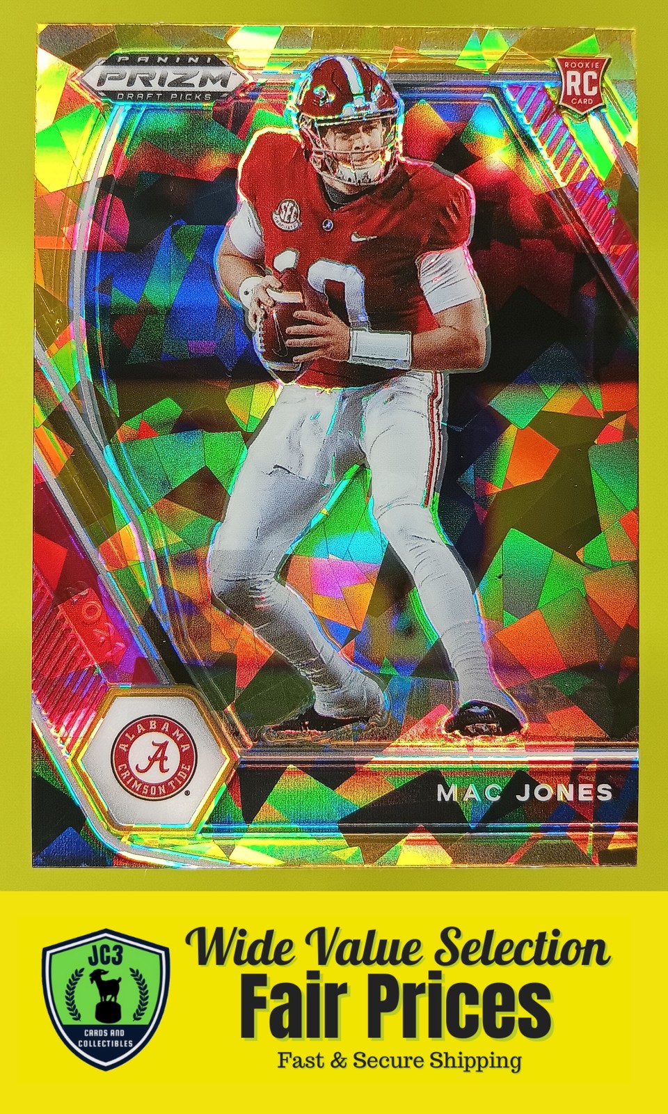 2021 Panini Prizm Draft Picks Collegiate Gold Ice Mac Jones #104 Alabama Rookie