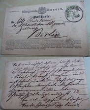 2-Kreuzer-Ganzsache BAYERN 1873 oder 1874: W&uuml;tender Leserbrief aus N&Uuml;RNBERG