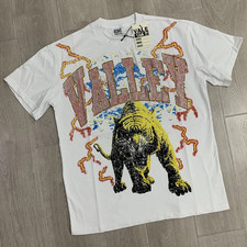 Vale Forever Eye of the Tiger Bling Tee Mens White Streetwear Rhinestone T-shirt